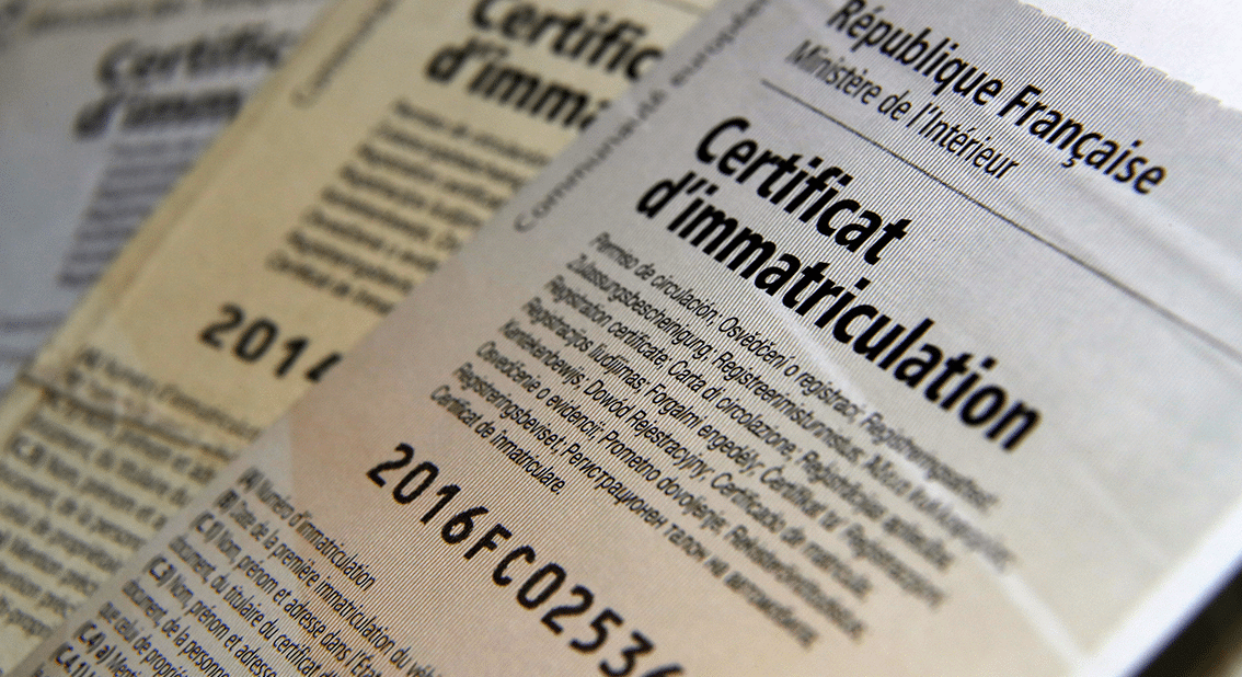 certificat d'immatriculation
